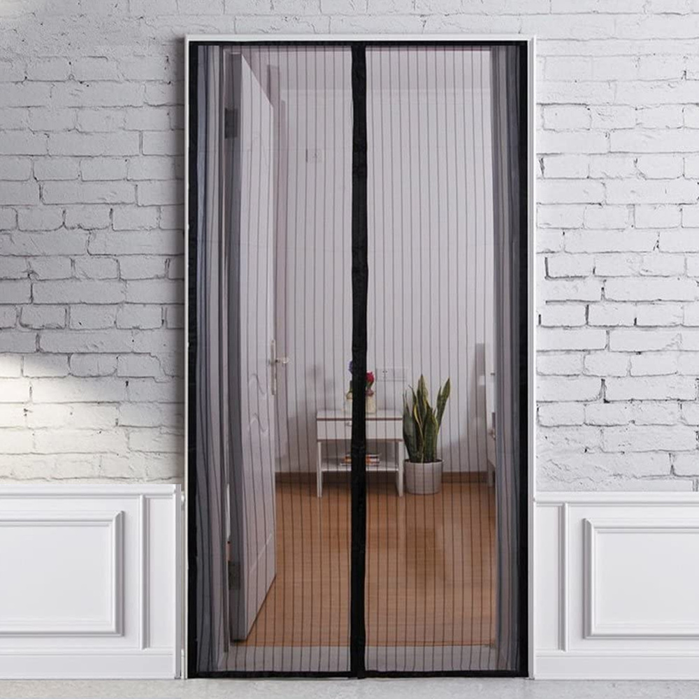 Cortina Mosquitera Para Puertas Con Cierre Central Magnetico Automatico 120 x 240 (Alt.) cm. Color Negro. - Imagen 3