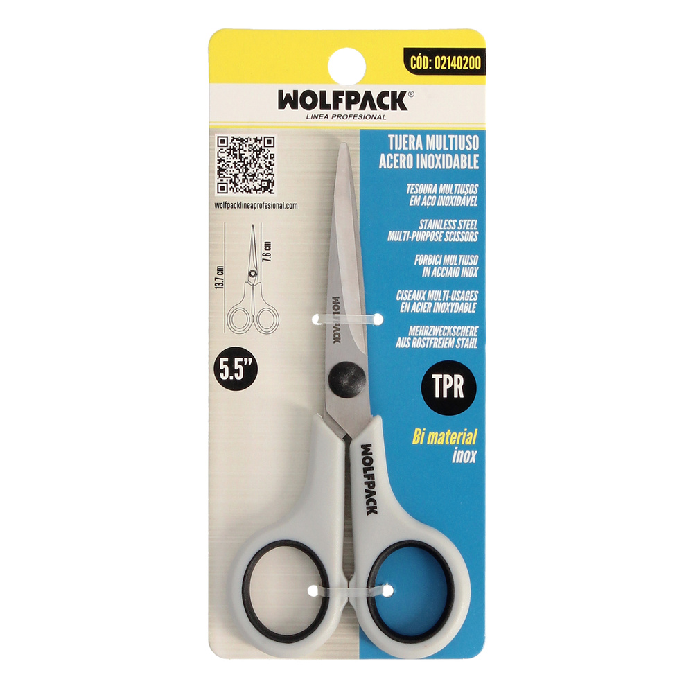 Tijeras Multiuso Acero Inoxidable 5,5" / 140 mm. Hojas Acero Inoxidable, Mango Comodo y Suave - Imagen 3