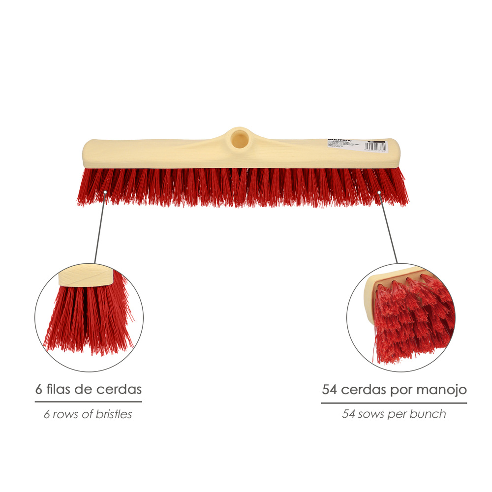 Cepillo Barrendero Industrial Fibra Suave PVC. Soporte Polipropileno 50 cm. (Sin Mango) - Imagen 3