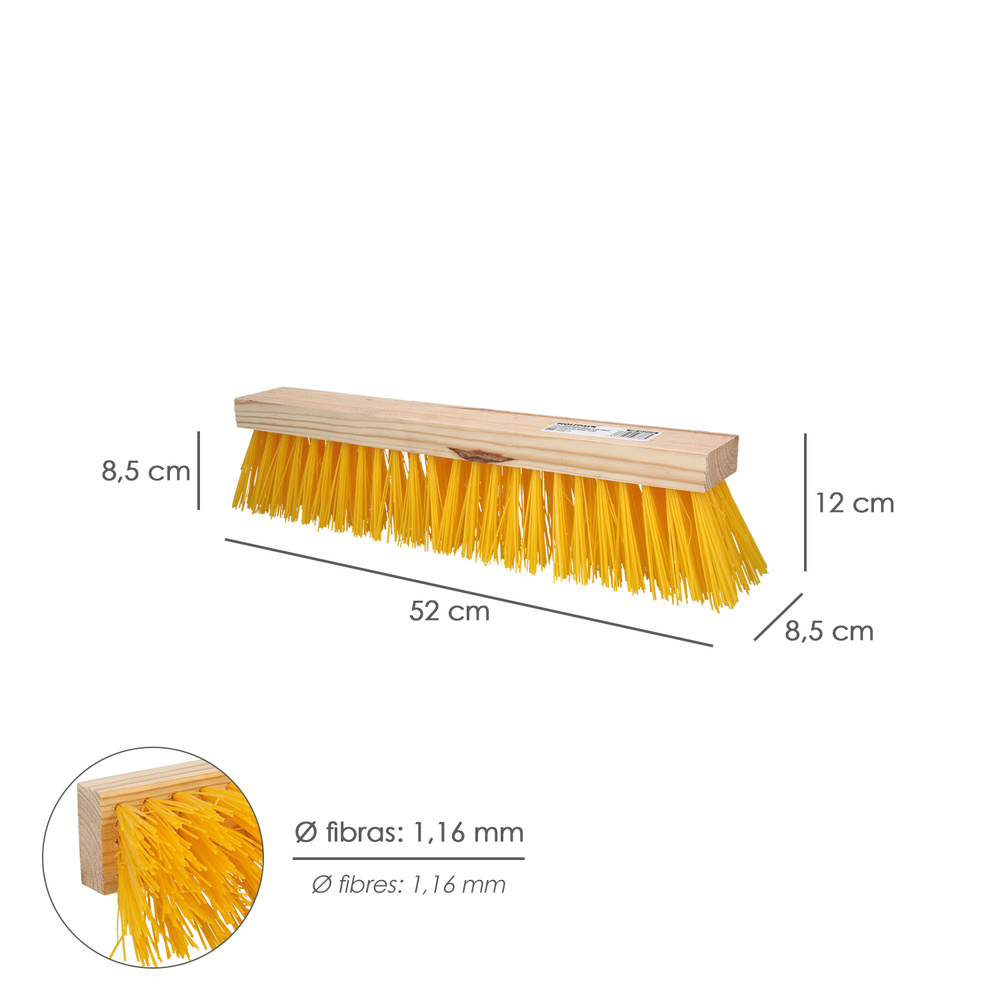 Cepillo Barrendero Industrial Fibra Polipropileno. Soporte Madera 50 cm. (Sin Mango) - Imagen 2