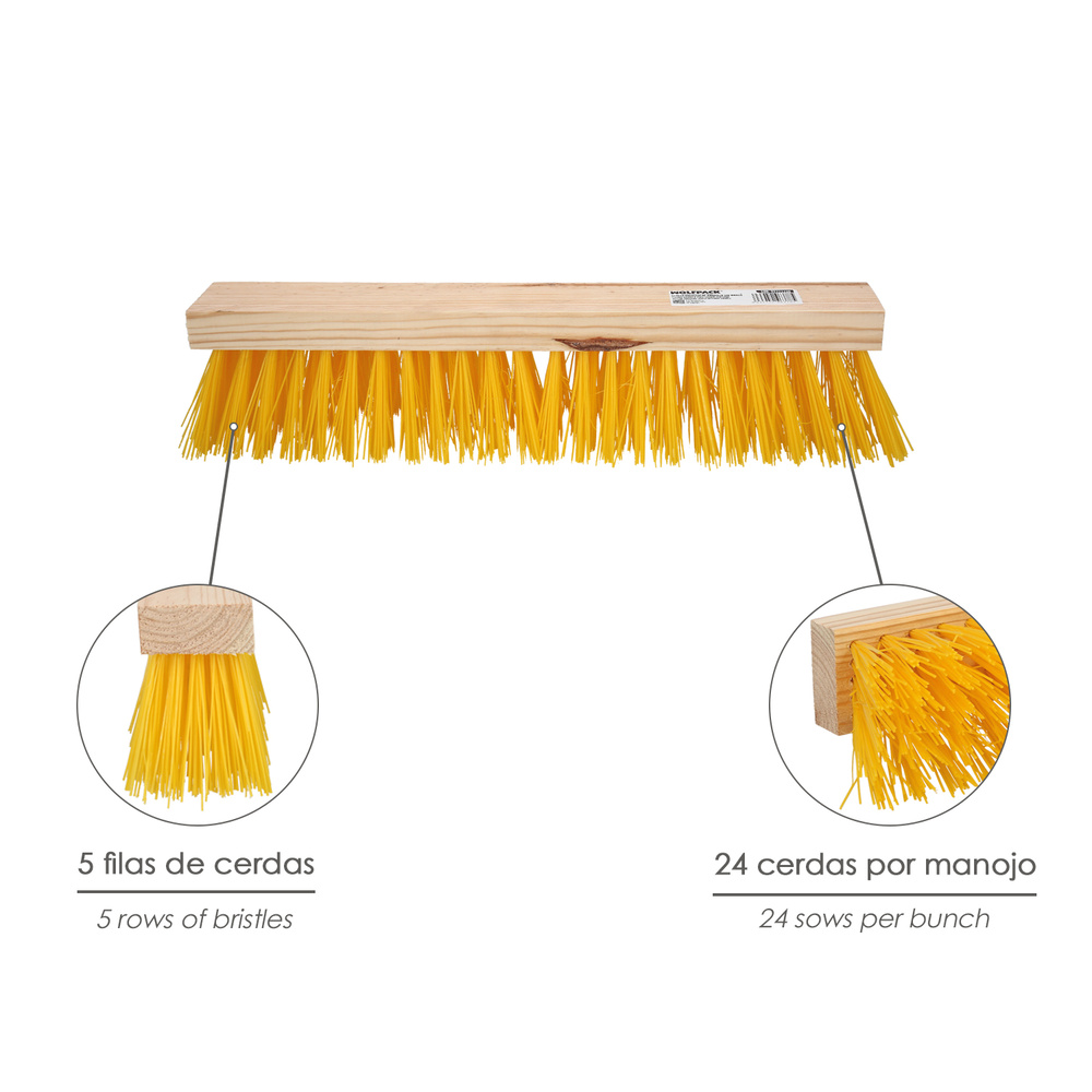 Cepillo Barrendero Industrial Fibra Polipropileno. Soporte Madera 50 cm. (Sin Mango) - Imagen 3
