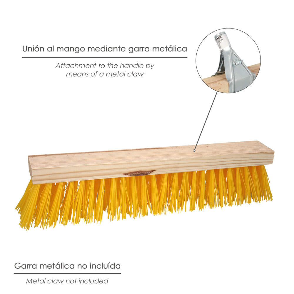 Cepillo Barrendero Industrial Fibra Polipropileno. Soporte Madera 50 cm. (Sin Mango) - Imagen 4