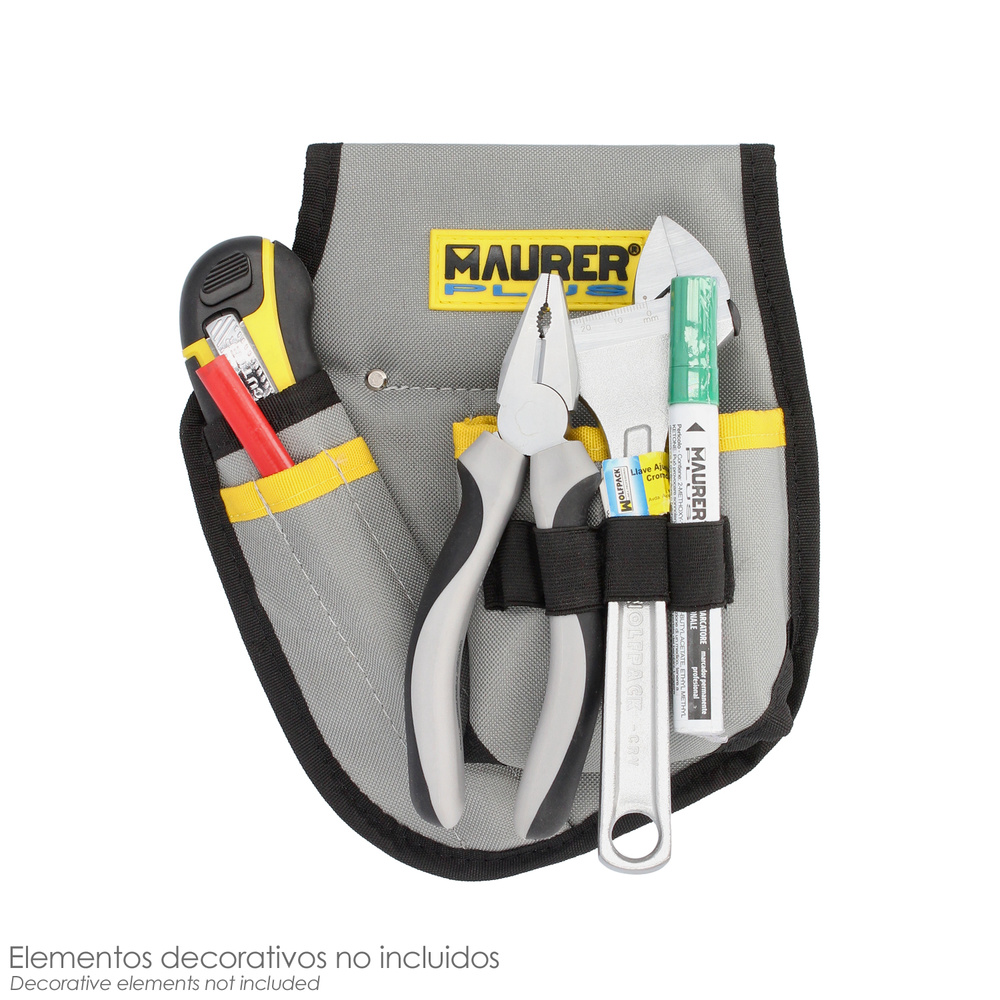 Funda Bolsa Porta Herramientas Para Cinturon Con 3 Bolsillos y 4 Elasticos. Portaherramientas Electricista Multibolsillos - Imagen 4