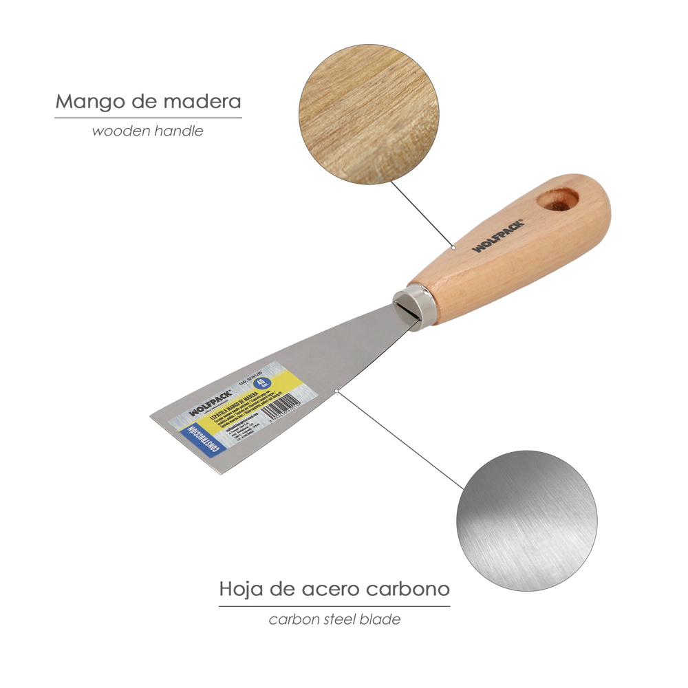 Espatula Mango Madera Hoja Acero 40 mm. Espatula Yeso, Espatula Pintor, Espatula Masillas, Espatula Pladur, etc. - Imagen 3