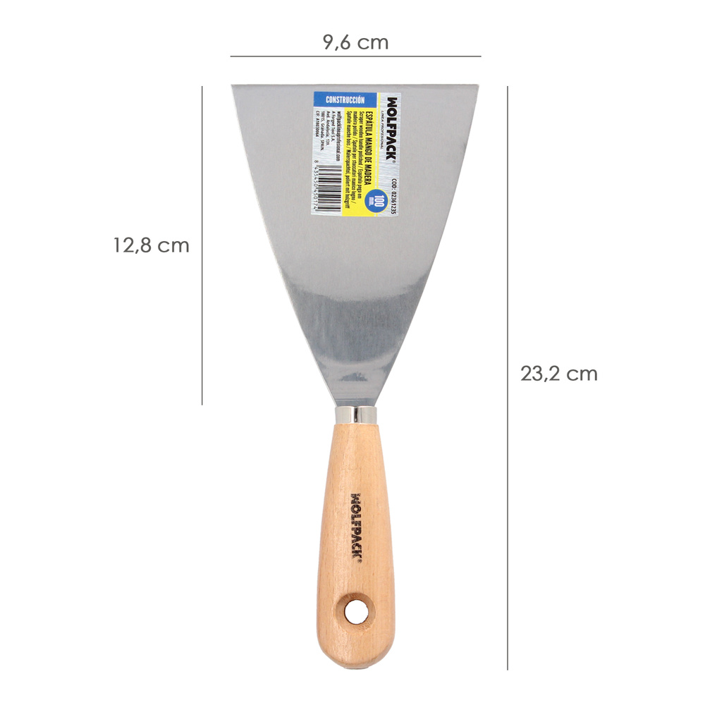 Espatula Mango Madera Hoja Acero 100 mm. Espatula Yeso, Espatula Pintor, Espatula Masillas, Espatula Pladur, etc. - Imagen 2