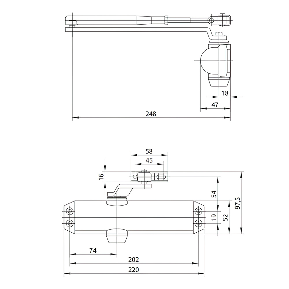Cierrapuertas Tesa DC120 F2-4 Sin Retenedor Plateado - Imagen 2