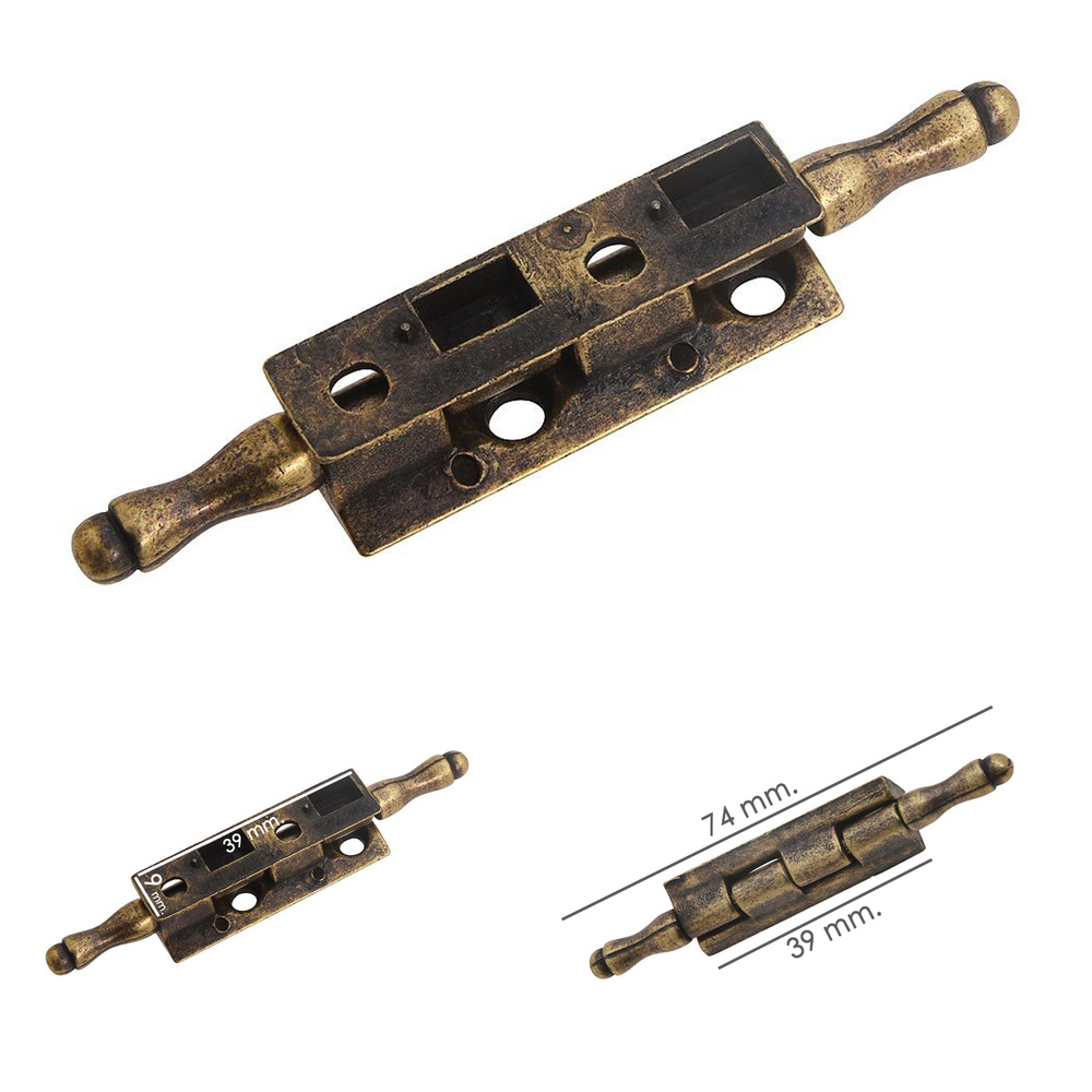 Bisagra Desmontable Con Pasador y Remate Oro Viejo 74 mm. - Imagen 2