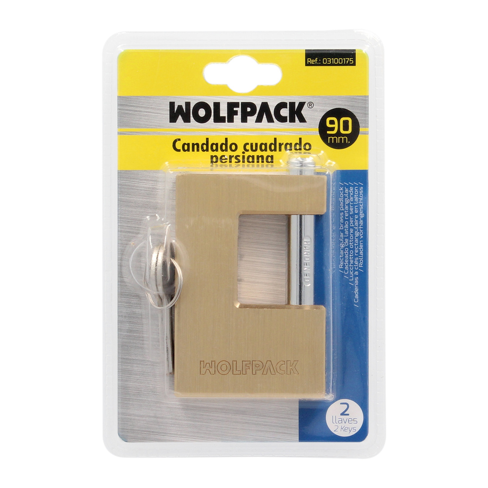 Candado Cuadrado Latón Persiana Ancho 70 mm. Alta Seguridad, Antirrobo Puertas, Contenedores, Trasteros, 2 Llaves - Imagen 4