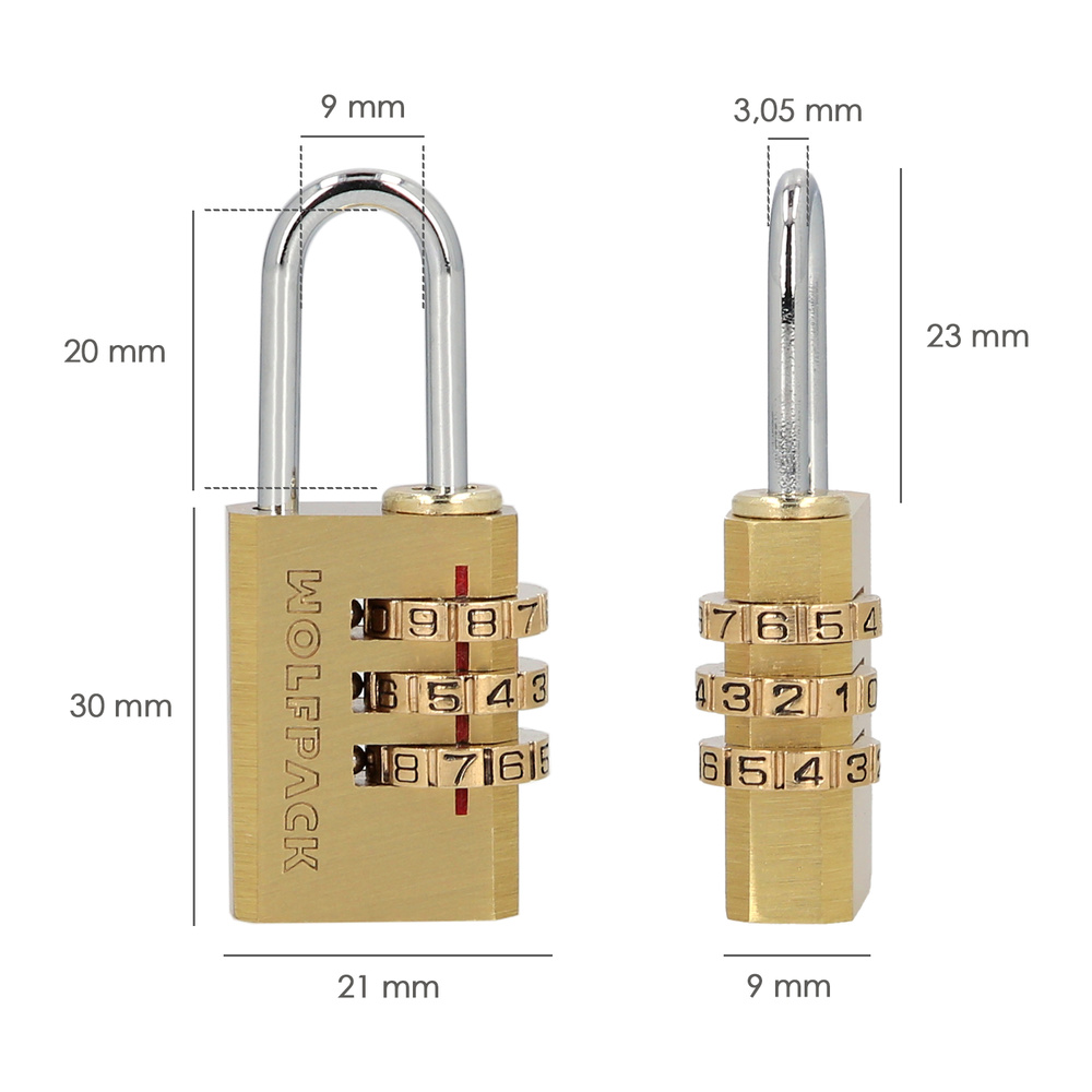 Candado Combinación Laton 22 mm. 3 dígitos - Imagen 2