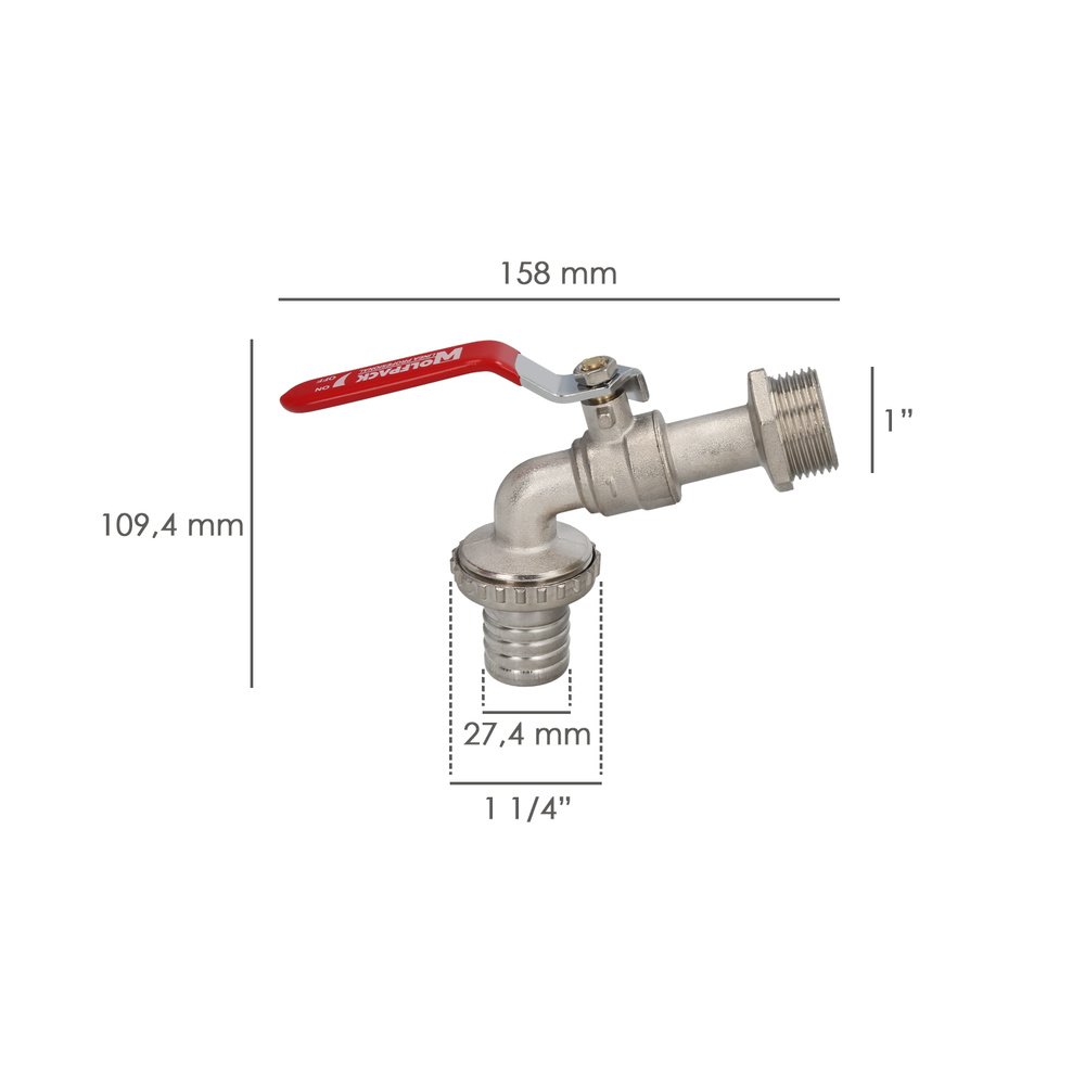 Grifo Jardín Esfera 1". Grifo Exterior Para Sistemas de Agua. - Imagen 2