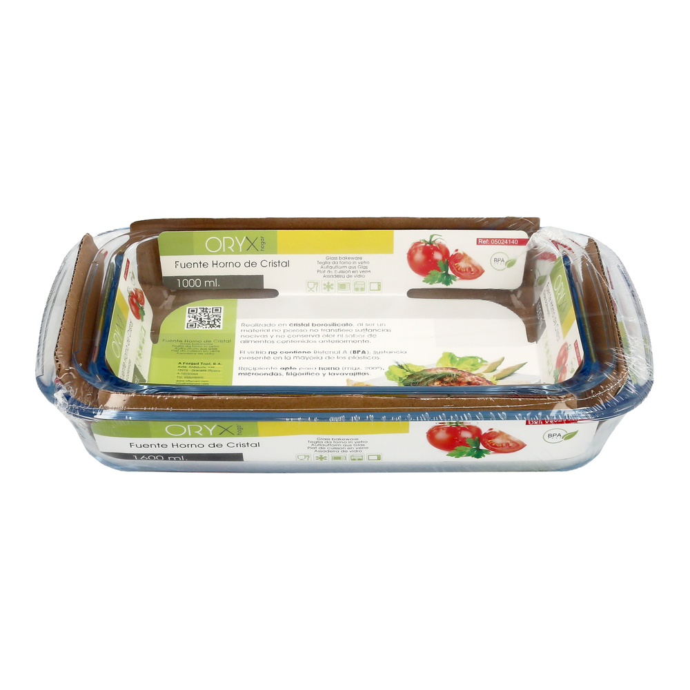 Set 2 Fuentes Horno Cristal Borosilicato Rectangulares 1 y 1.6 L. Ideal Meclas, Ensaladas, Postres, Cocina, Resposteria.No BPA - Imagen 3