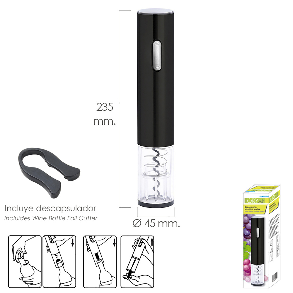 Sacacorchos Abrebotellas Electrico A Pilas (4 AA No Incluida) Con Descapsulador, Abridor Botella Vino, Saca Corchos Botella Vino - Imagen 2