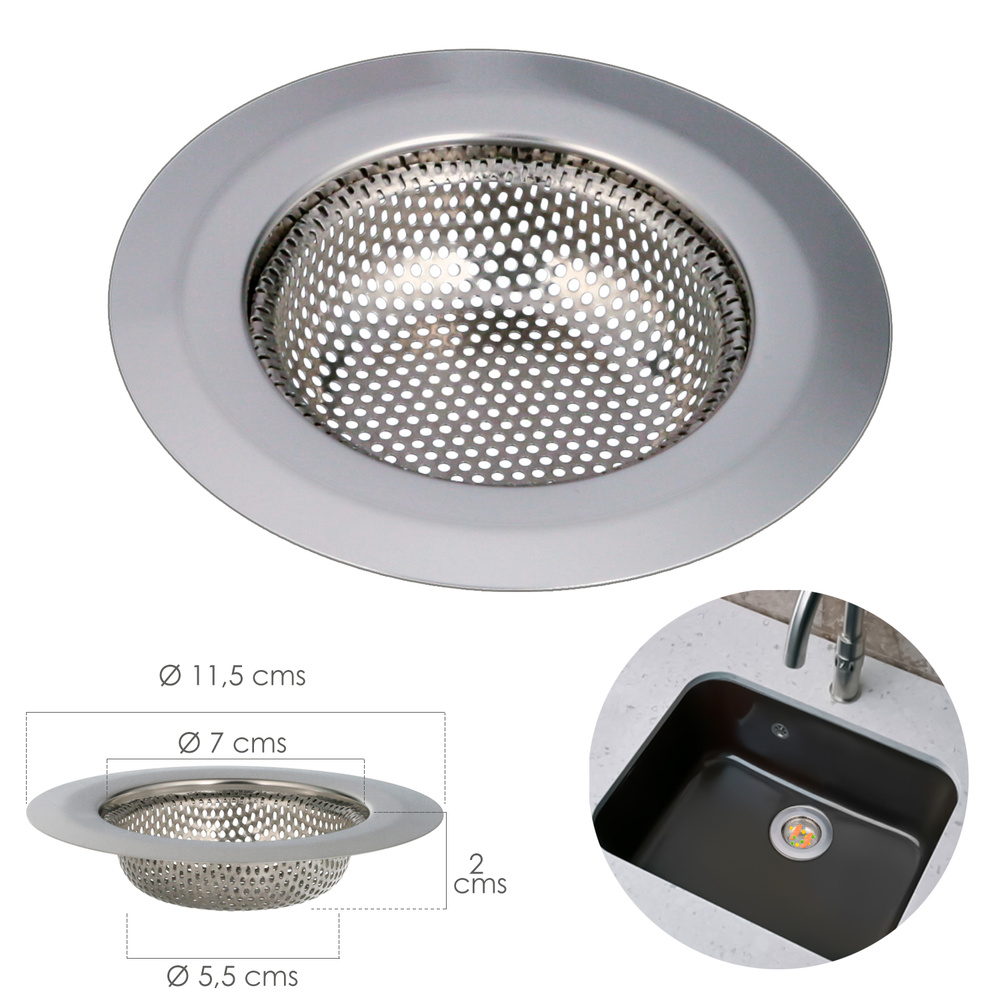 Filtro Cestillo Fregaderos / Lavabo Cocinas Ø 11,5 cm. - Imagen 2