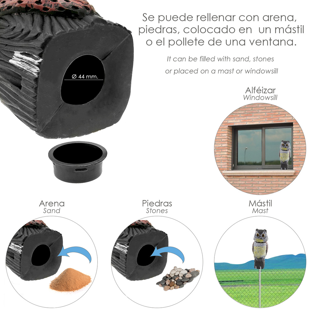 Buho Ahuyentador de Pajaros / Aves Con Cabeza Giratoria 40 cm. - Imagen 3