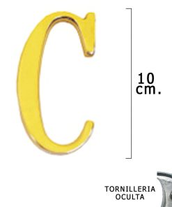 Letra Latón "C" 10 cm. con Tornilleria Oculta (Blister 1 Pieza)