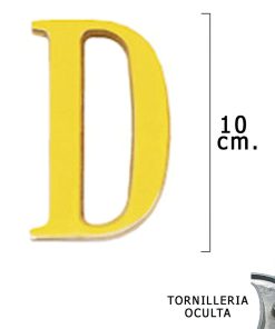 Letra Latón "D" 10 cm. con Tornilleria Oculta (Blister 1 Pieza)