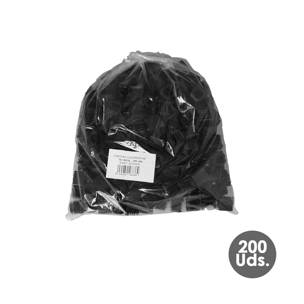 Contera Interior Plastico Cuadrada 16x16 mm. Color Negro. Bolsa 200 Unidades. Contera Mesa, Silla, Muebles, Estanteria - Imagen 3