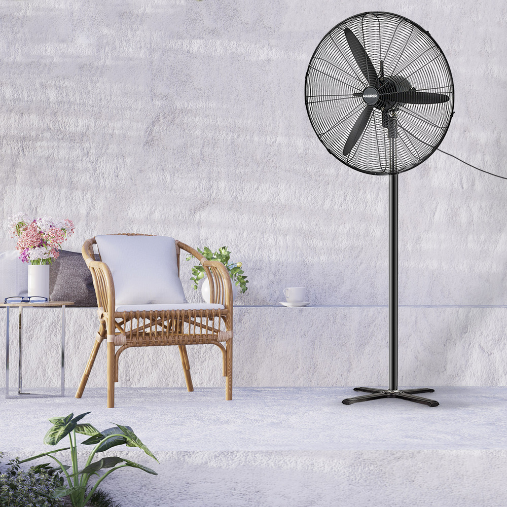 Ventilador Pie Ø 70 x195 cm. Negro 190 W. Oscilación Automatica, Altura Regulable, Cabezal Inclinable, Base Estable 60x60 cm. - Imagen 3