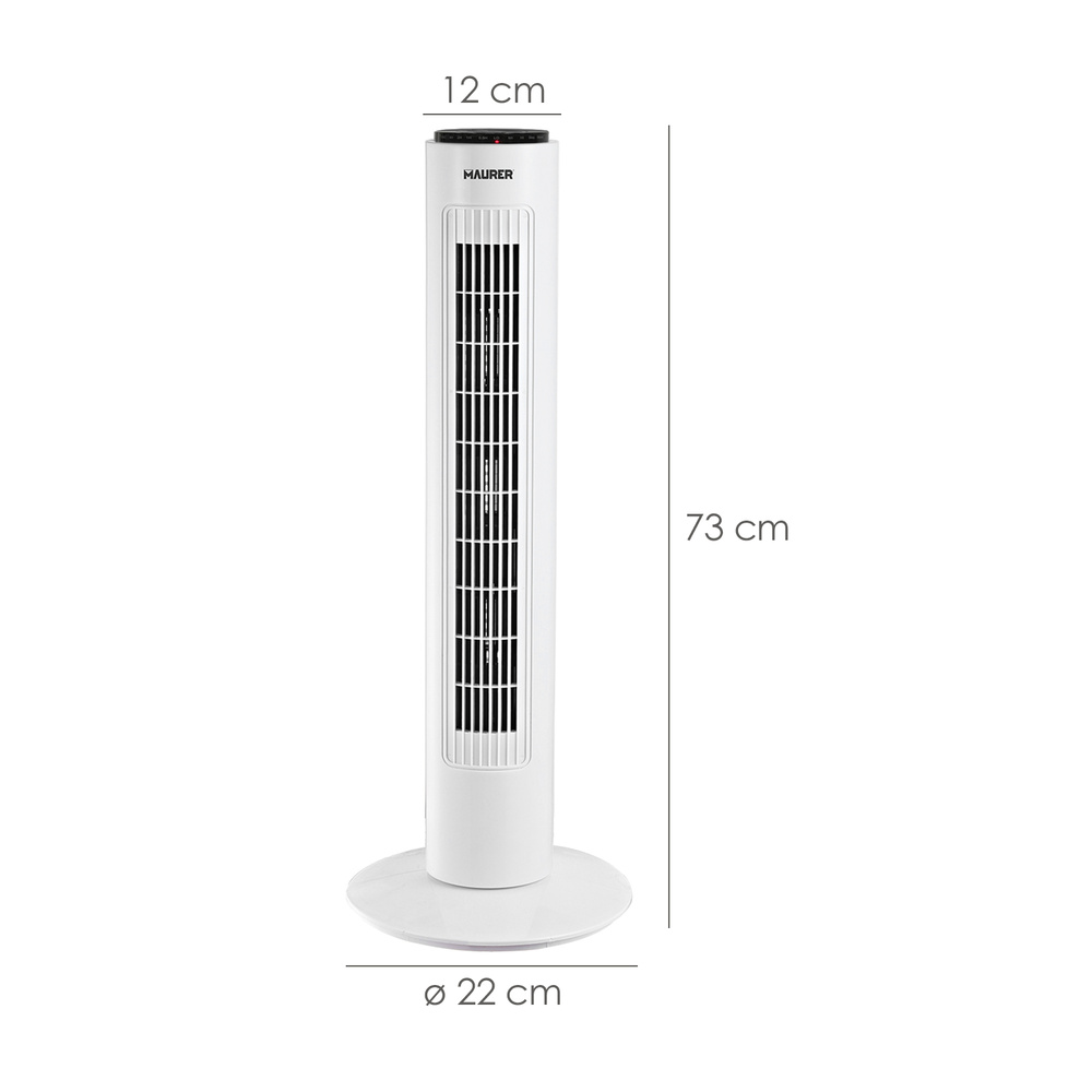 Ventilador Maurer Torre 73 cm 3 Velocidades. Funcion Oscilante. Con Temporizador y Mando a Distancia. - Imagen 2
