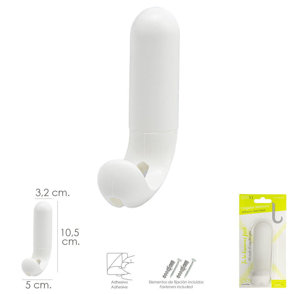 Colgador Adhesivo / Atornillable Blanco - Imagen 2