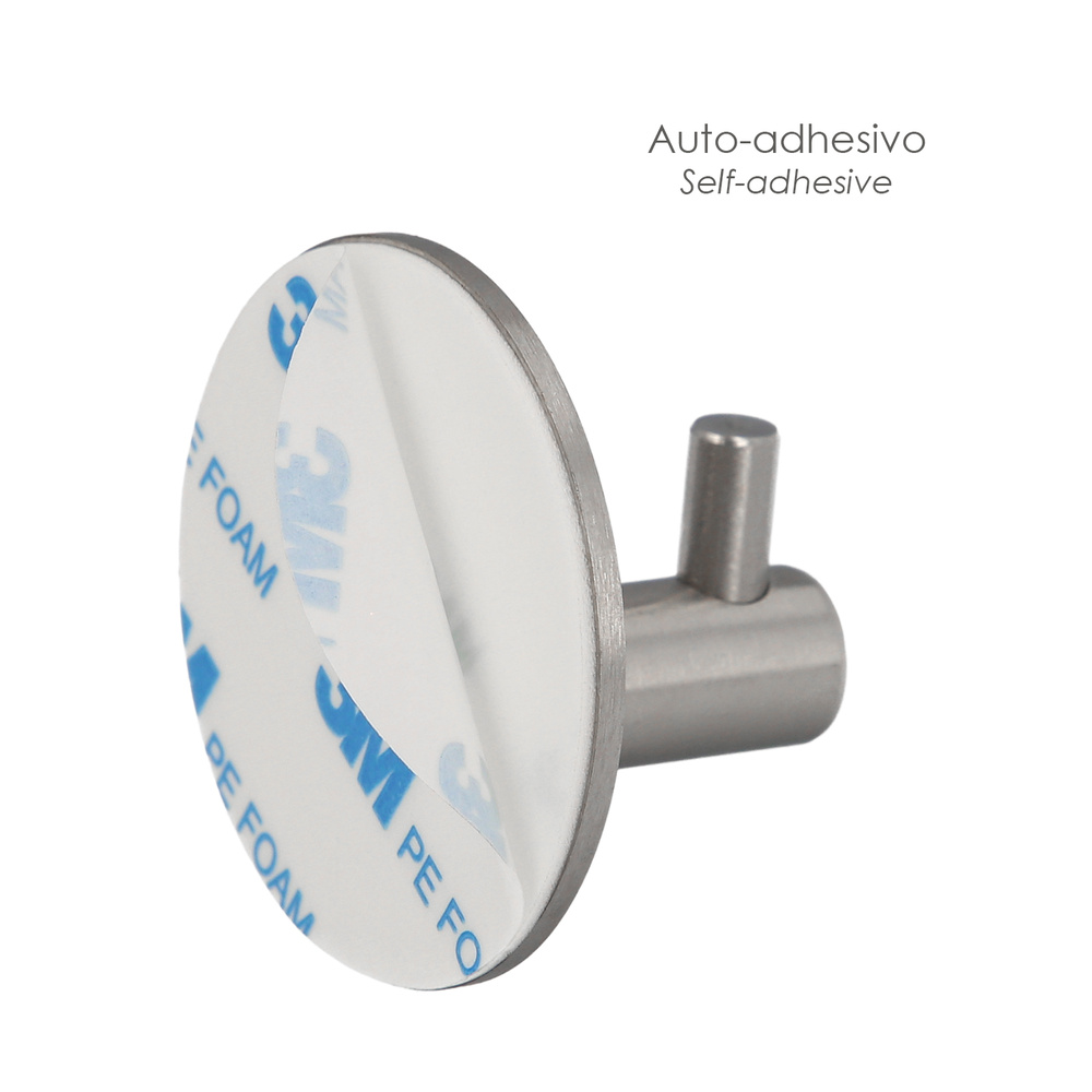 Gancho Colgador Baño Individual Toallas / Albornoz Color Inox Autoadhesivo Resistente, Sin Tornillos - Imagen 3
