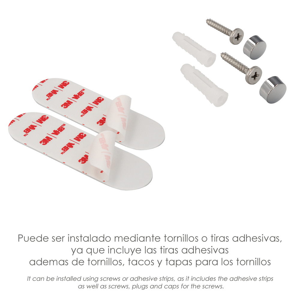 Cestillo Rincon Baño Autoadhesivo, Color Inox Con Efecto Espejo, Autoadhesivo Resistente o Con Tornillos - Imagen 3