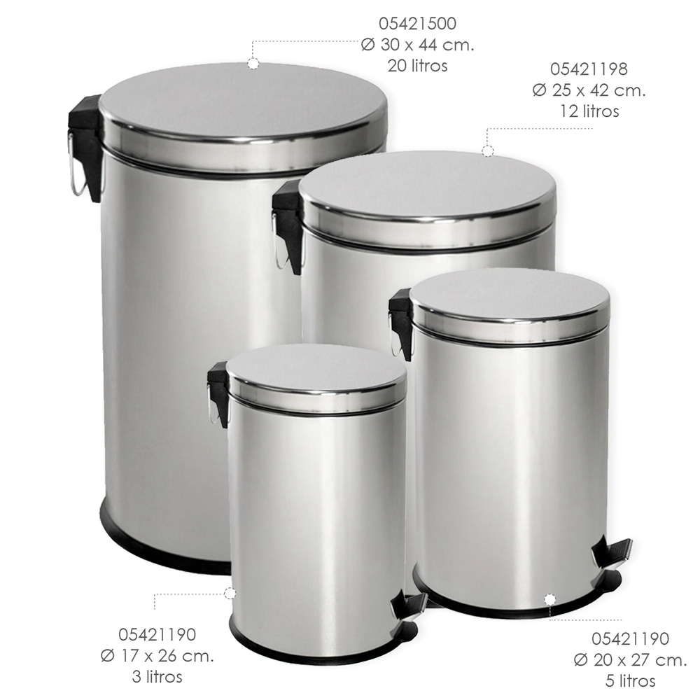 Papelera Maurer Inoxidable Cocina / Baño 20 Litros 30x44 cm. - Imagen 2