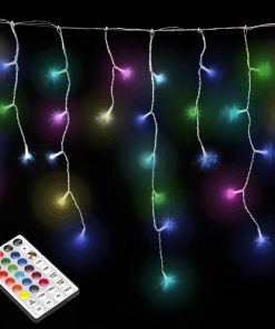Guirnalda Luces Navidad Cortina Regulables 5x0,7 Metros 160 Leds Luz Multicolor Uso interior / Exterior IP20  Cable Transparente