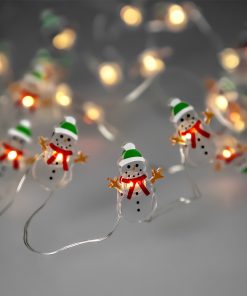 Guirnalda Luces Navidad A Pilas 20 Leds Muñecos de Nieve. Luz Calida Uso Interno IP20