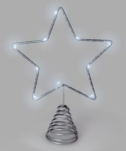 Guirnalda Adorno Luces Navidad Estrella Arbol Navidad Luz Blanco Frio. 10 Leds. Uso Interno Protección IP20. 2 Baterias AA