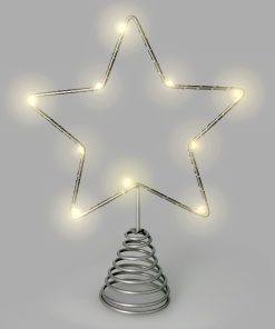 Guirnalda Adorno Luces Navidad Estrella Arbol Navidad Luz Blanco Calido 10 Leds. Uso Interno Protección IP20. 2 Baterias AA