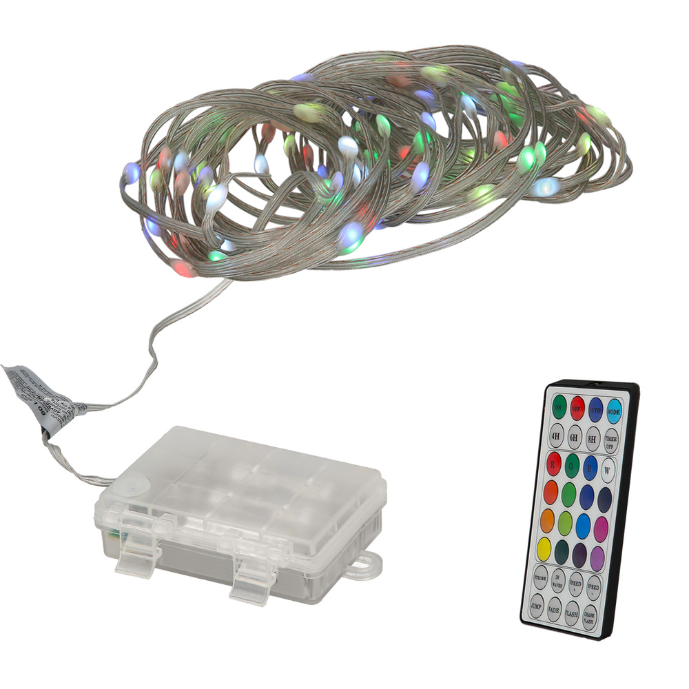 Luces Navidad Luz Multicolor 80 Microled a Pilas Con Mando. Uso Interno / Externo Protección IP44. 3 Baterias AA - Imagen 4