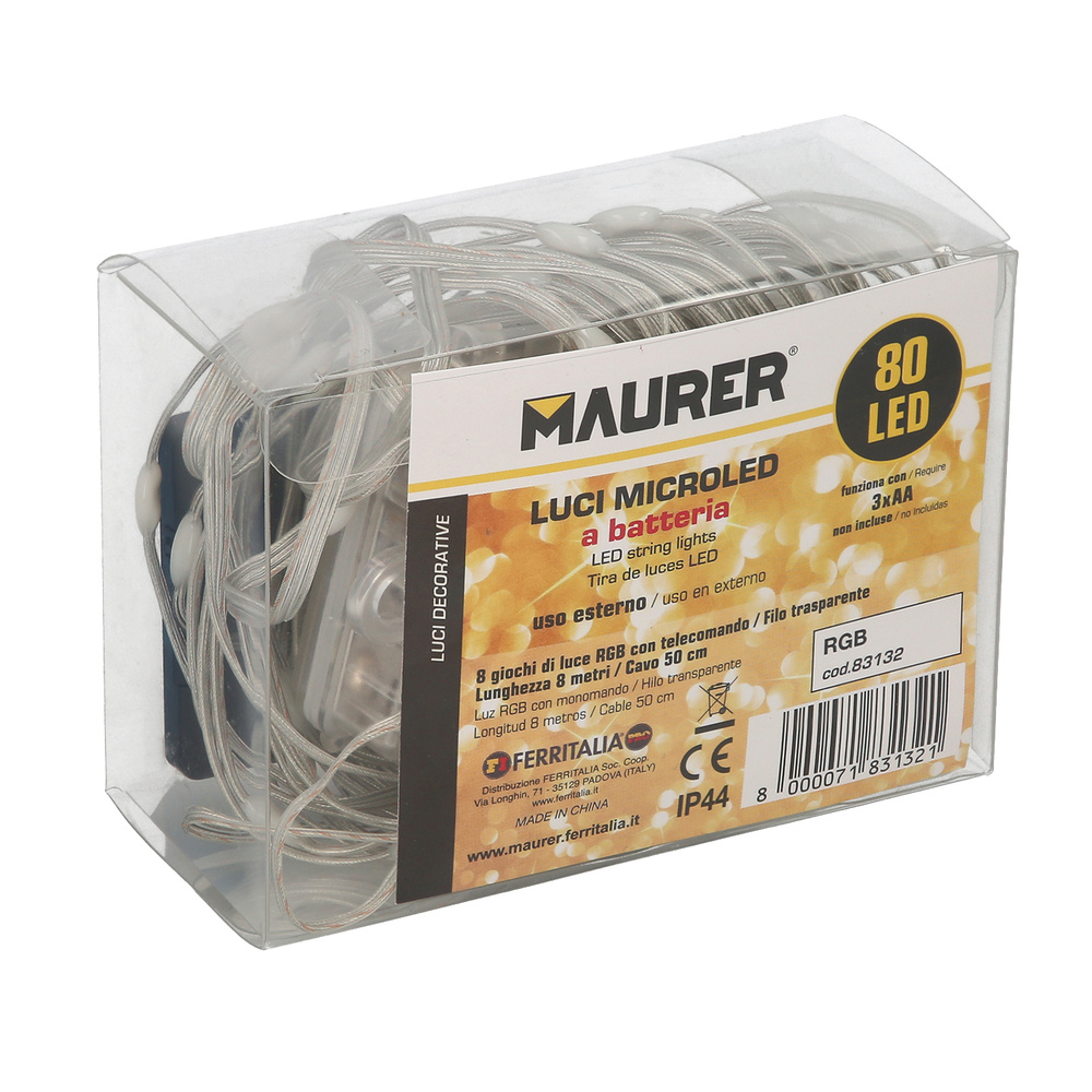 Luces Navidad Luz Multicolor 80 Microled a Pilas Con Mando. Uso Interno / Externo Protección IP44. 3 Baterias AA - Imagen 5
