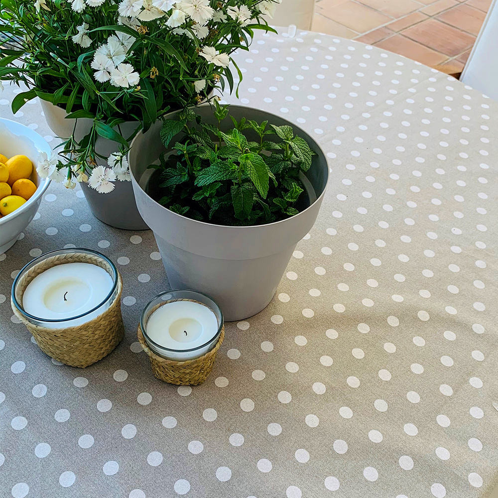 Mantel Antimanchas Textil Puntini Beige Rollo 1,4 x 25 metros - Imagen 3