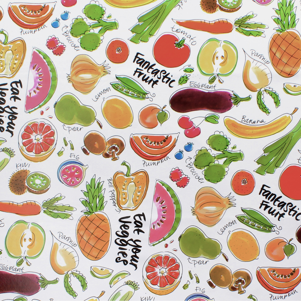 Mantel Hule Rectangular Frutas Fantasia. Impermeable Antimanchas PVC 140 cm. x 20 metros. Rollo Recortable. Interior y Exterior - Imagen 3