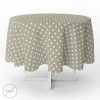 Mantel Hule Redondo Topos Beige Impermeable Antimanchas PVC Ø140 cm. Uso Interior y Exterior