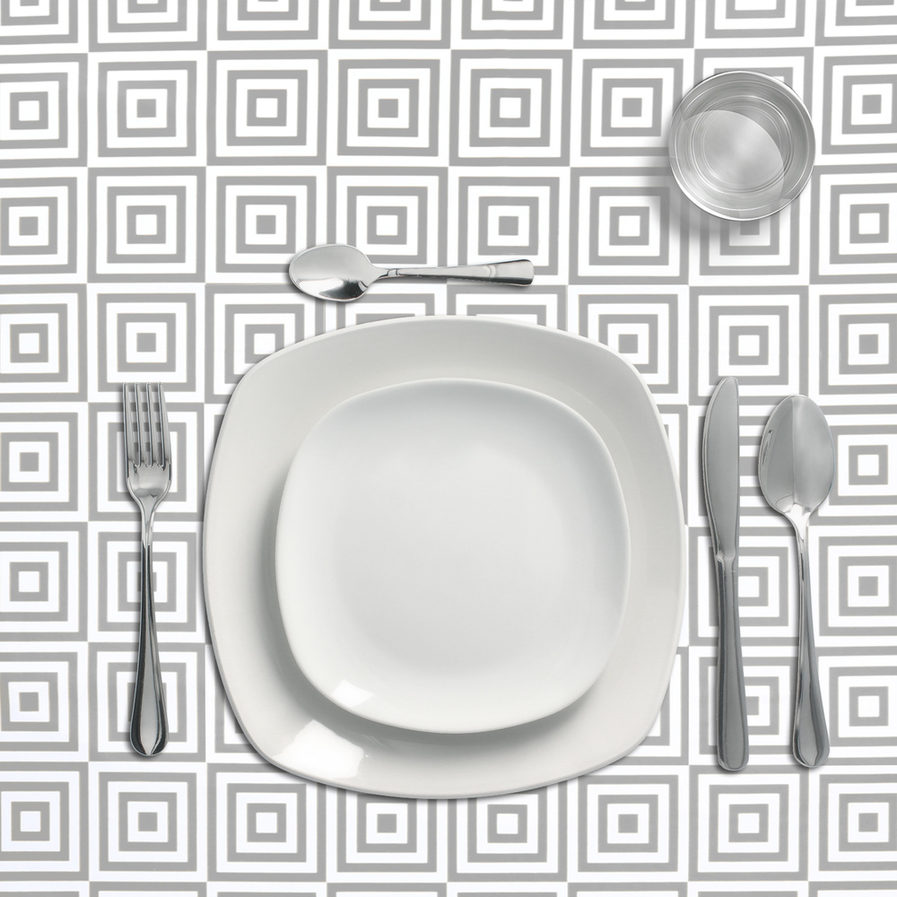 Mantel Hule Rectangular Rombos Grises Impermeable Antimanchas PVC 140x250 cm. Recortable Uso Interior y Exterior - Imagen 2