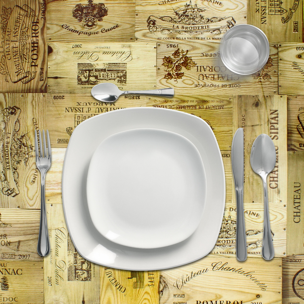 Mantel Hule Redondo Tablones Vino Impermeable Antimanchas PVC Ø 140 cm. Uso Interior y Exterior - Imagen 2