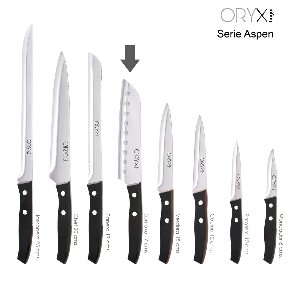 Cuchillo Aspen Santoku Hoja Acero Inoxidable 17 cm. Negro - Imagen 5