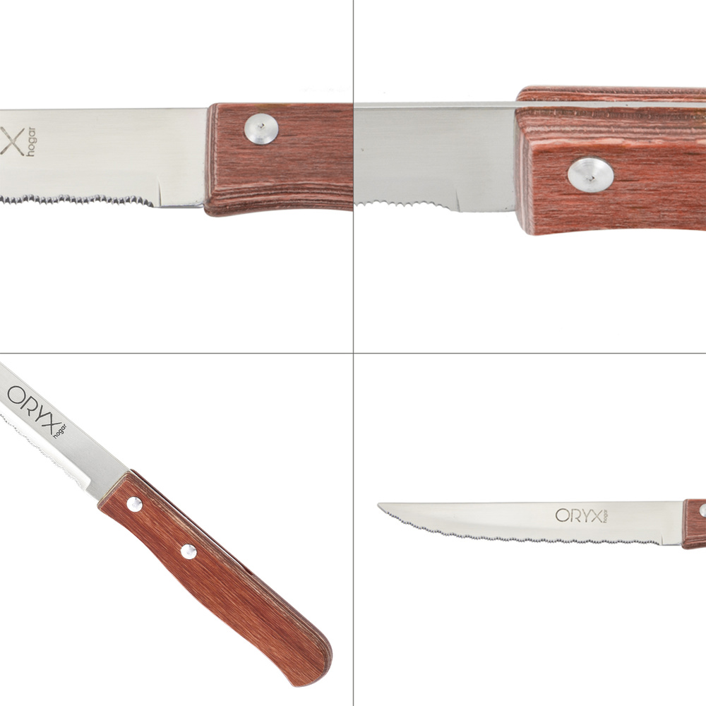 Cuchillo Montana Multiusos Hoja Sierra Acero Inoxidable 11 cm. Mango Madera (Blister 3 piezas) - Imagen 4