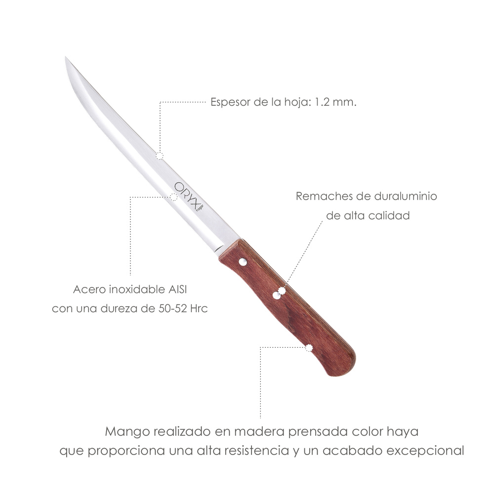 Cuchillo Montana Cocina Hoja Acero Inoxidable 15 cm. Mango Madera - Imagen 3