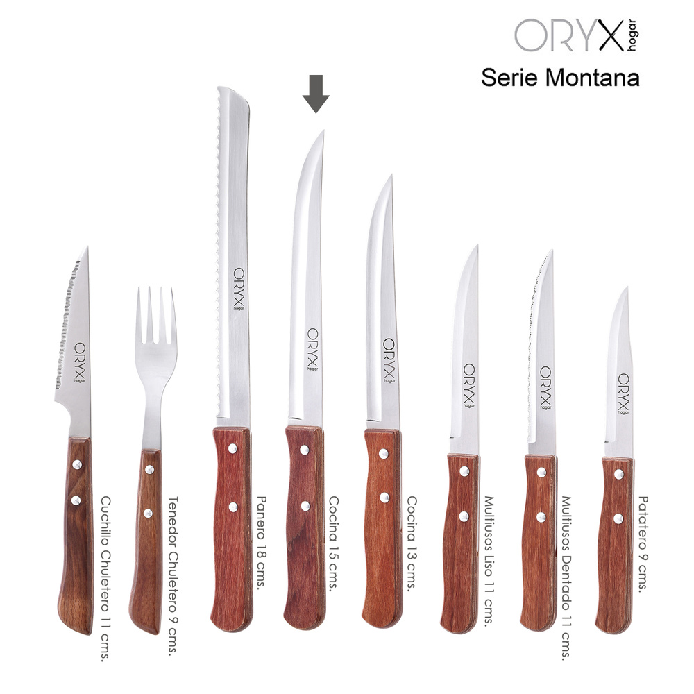Cuchillo Montana Cocina Hoja Acero Inoxidable 15 cm. Mango Madera - Imagen 5