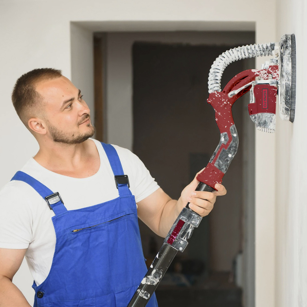 Lijadora De Pared y Techos En Seco 600 Watt. Velocidad Regulable 600/1500 RPM Asta Telescopica Mango Ergonomico Lijado Gotele - Imagen 3