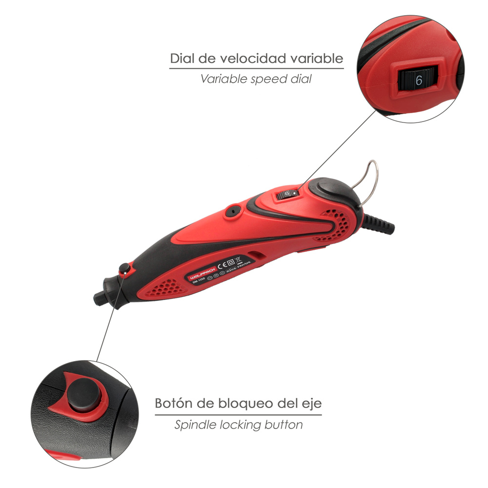 Multiherramienta 135 Watt. Con 210 Accesorios y Maletin. Herramienta Multifunción, Mini Taladro, Herramienta Rotativa, Amoladora - Imagen 3