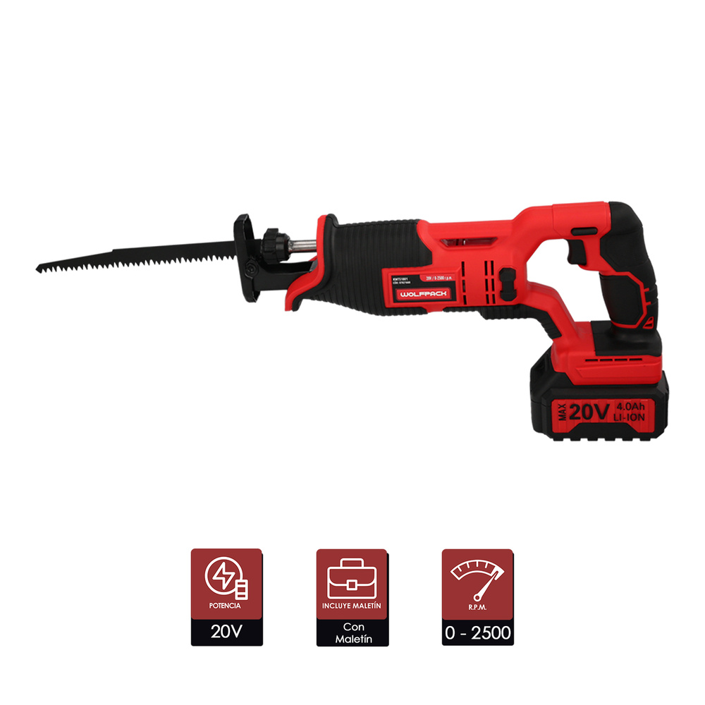 Sierra De Sable 20 V. Bateria 4 Ah. Cambio Rapido de Hoja. Madera 100 mm. / Acero 6 mm. - Imagen 2