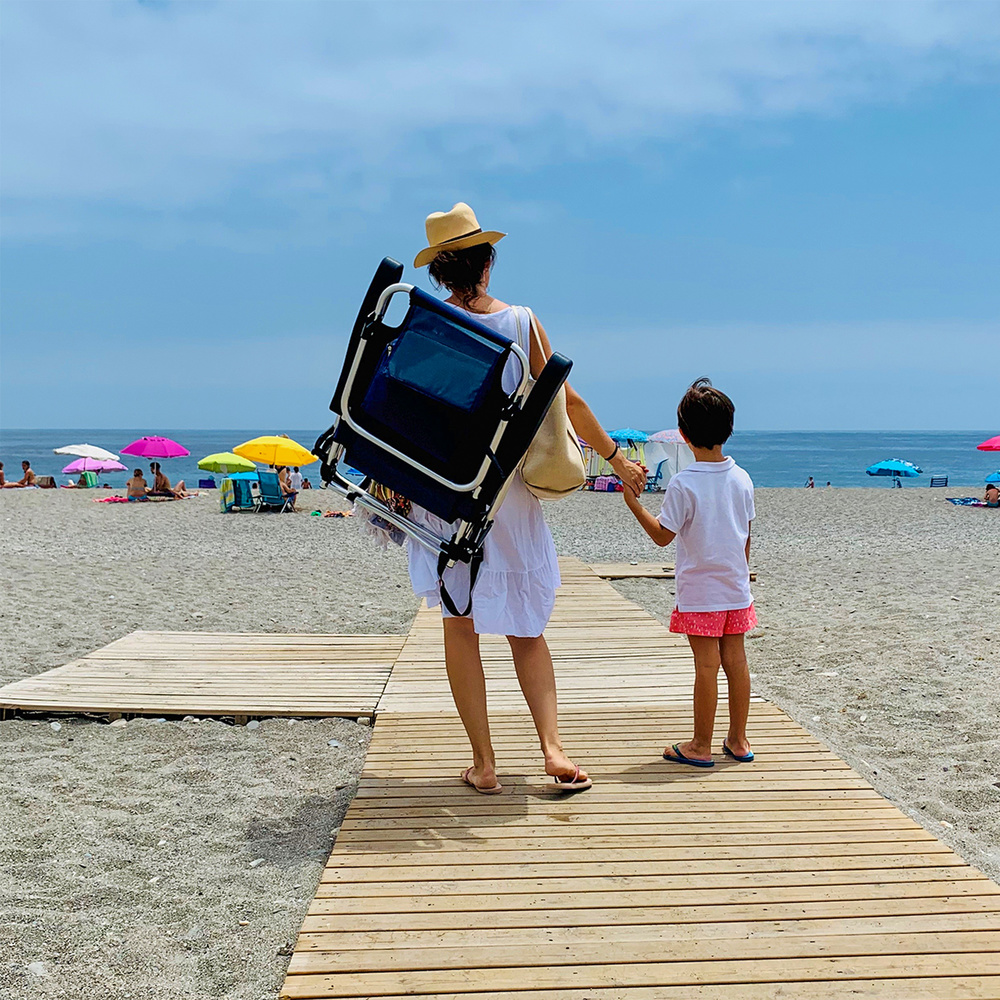 Silla Playa Tipo Mochila Con Bosillo Termico Muy Ligera Realizada En Nylon Alta Calidad y Aluminio - Imagen 7