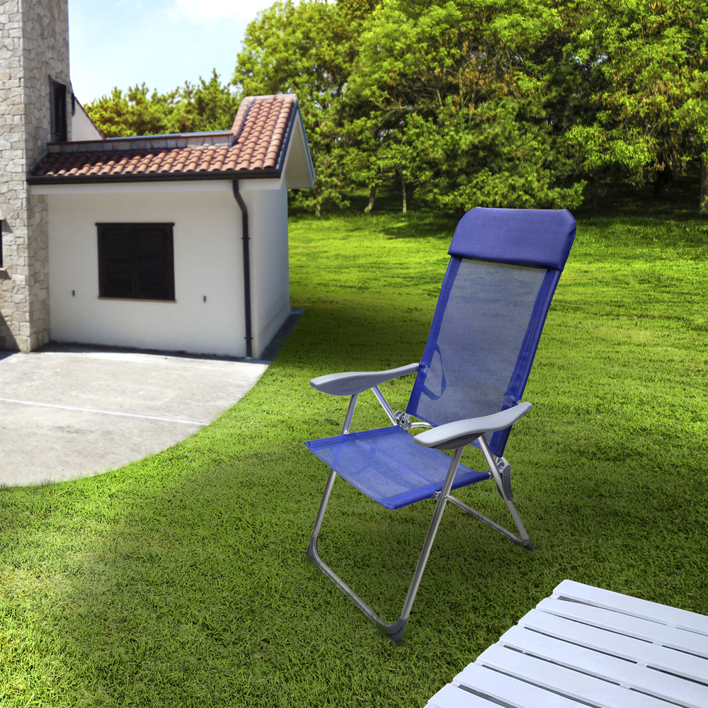 Silla Playa Estructura Aluminio, Reclinable 5 Posiciones, Silla Multiposición, Silla Con Reposabrazos - Imagen 4