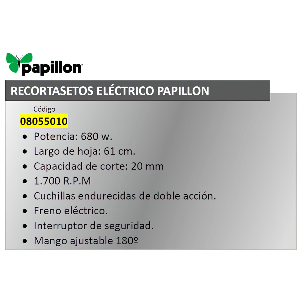 Recortasetos Papillon 680 w. Hoja 610 mm. - Imagen 2