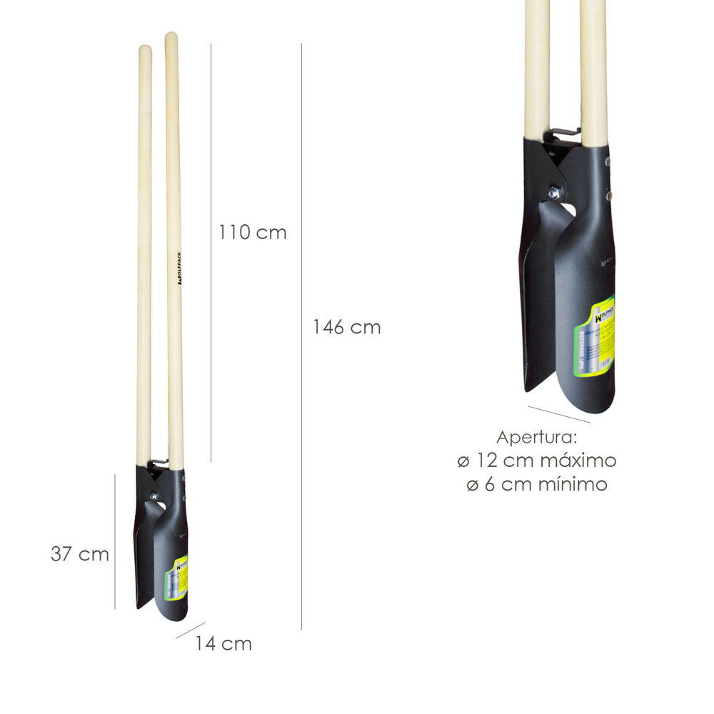 Cavahoyos Acero Forjado Con Mango Madera 146 cm. Plantador, Cava Hoyos,sembradora, Plantadora, Cava Poste, Siembra Bulbos, - Imagen 2