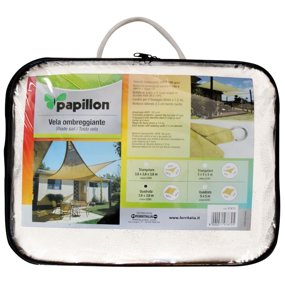 Toldo Vela Sombra Jardin Cuadrada 5.0x5.0 metros Blanca - Imagen 2